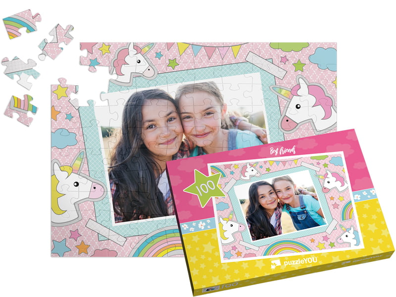 Foto puzzle da 100 pezzi montato, con scatola